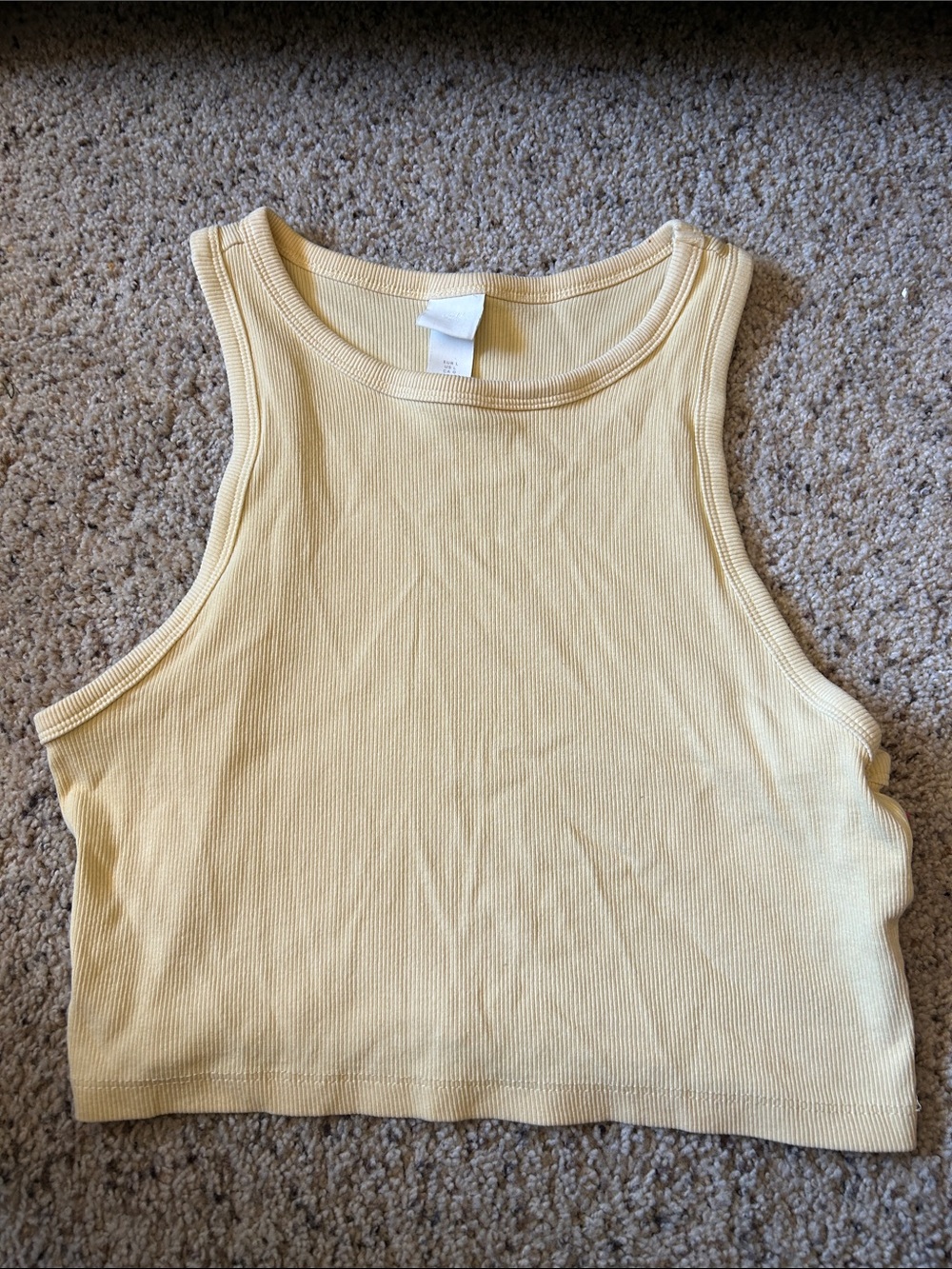 H&M Women's Ribbed Tank Crop Top - light yellow